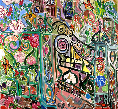 'The Garden Gate' oil on canvas 62x64 inches